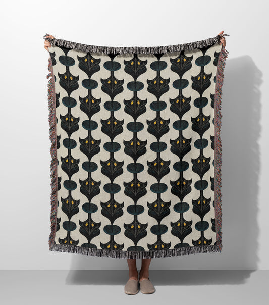 Bat Abstract Woven Throw Blanket