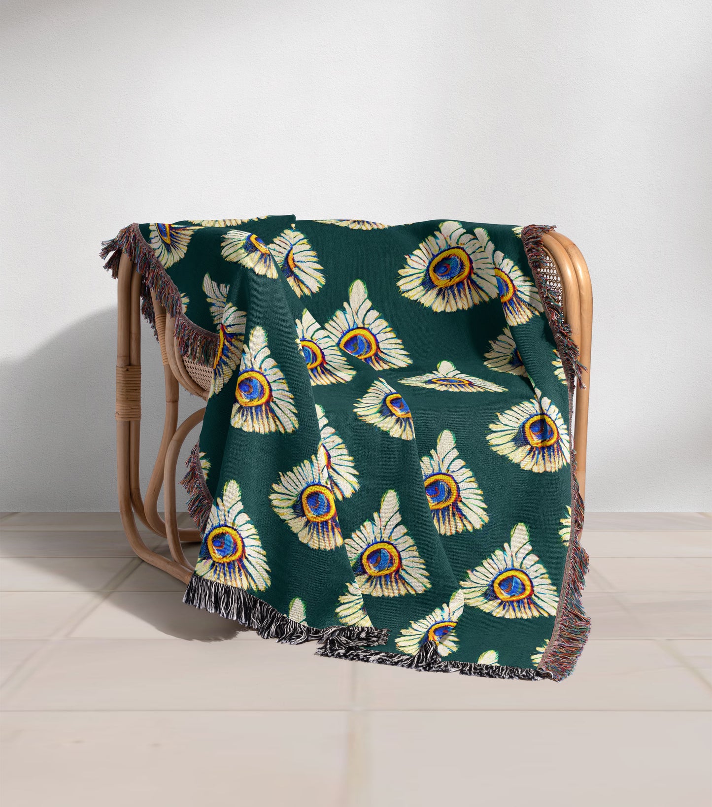 Feathered Abstract Woven Throw Blanket