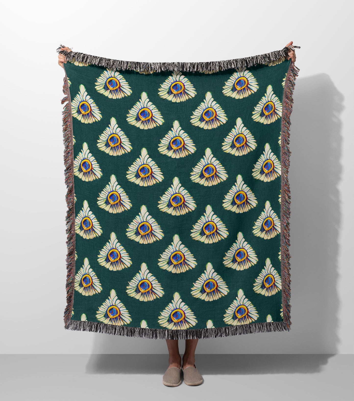 Feathered Abstract Woven Throw Blanket