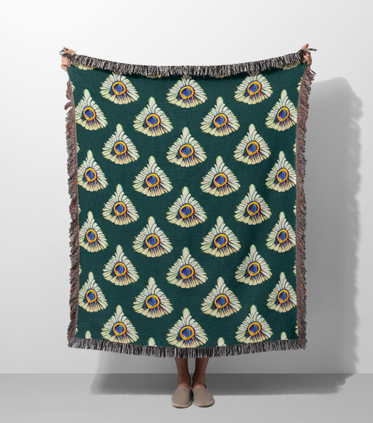 Feathered Abstract Woven Throw Blanket