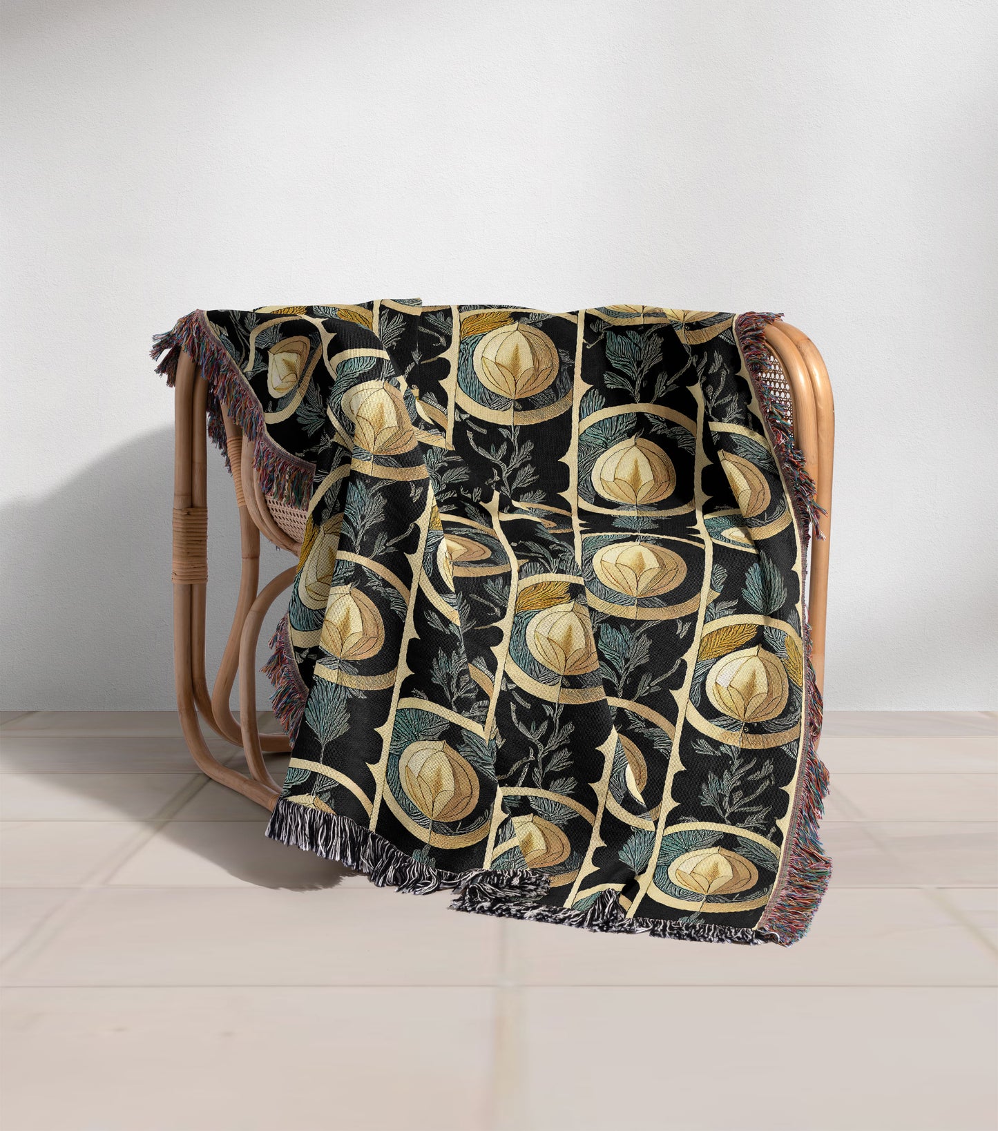 Art Nouveau Stripe Woven Throw Blanket