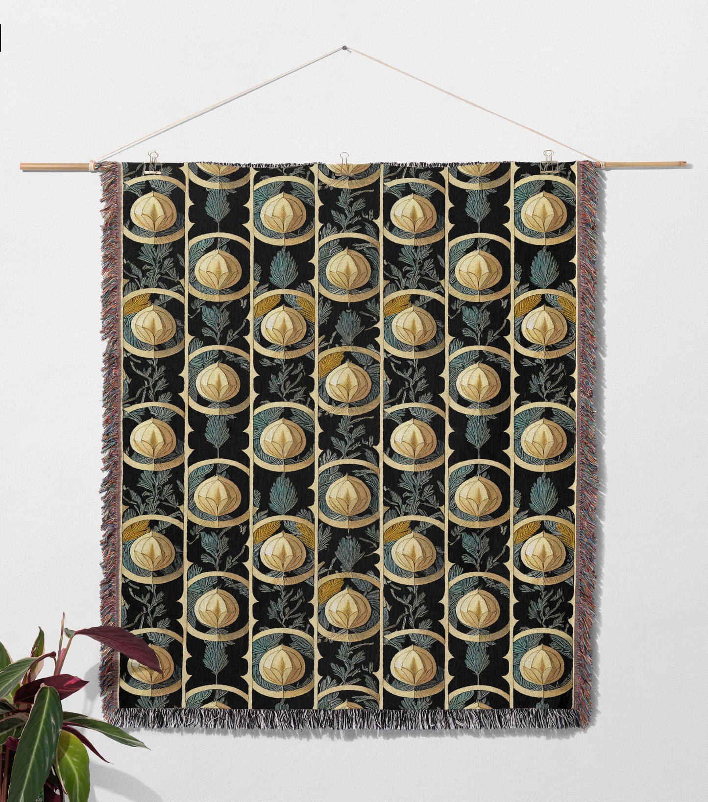 Art Nouveau Stripe Woven Throw Blanket