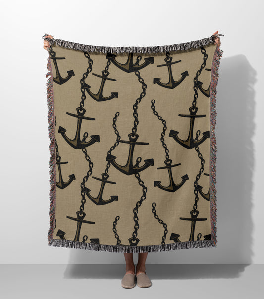 Vintage Anchor Woven Throw Blanket