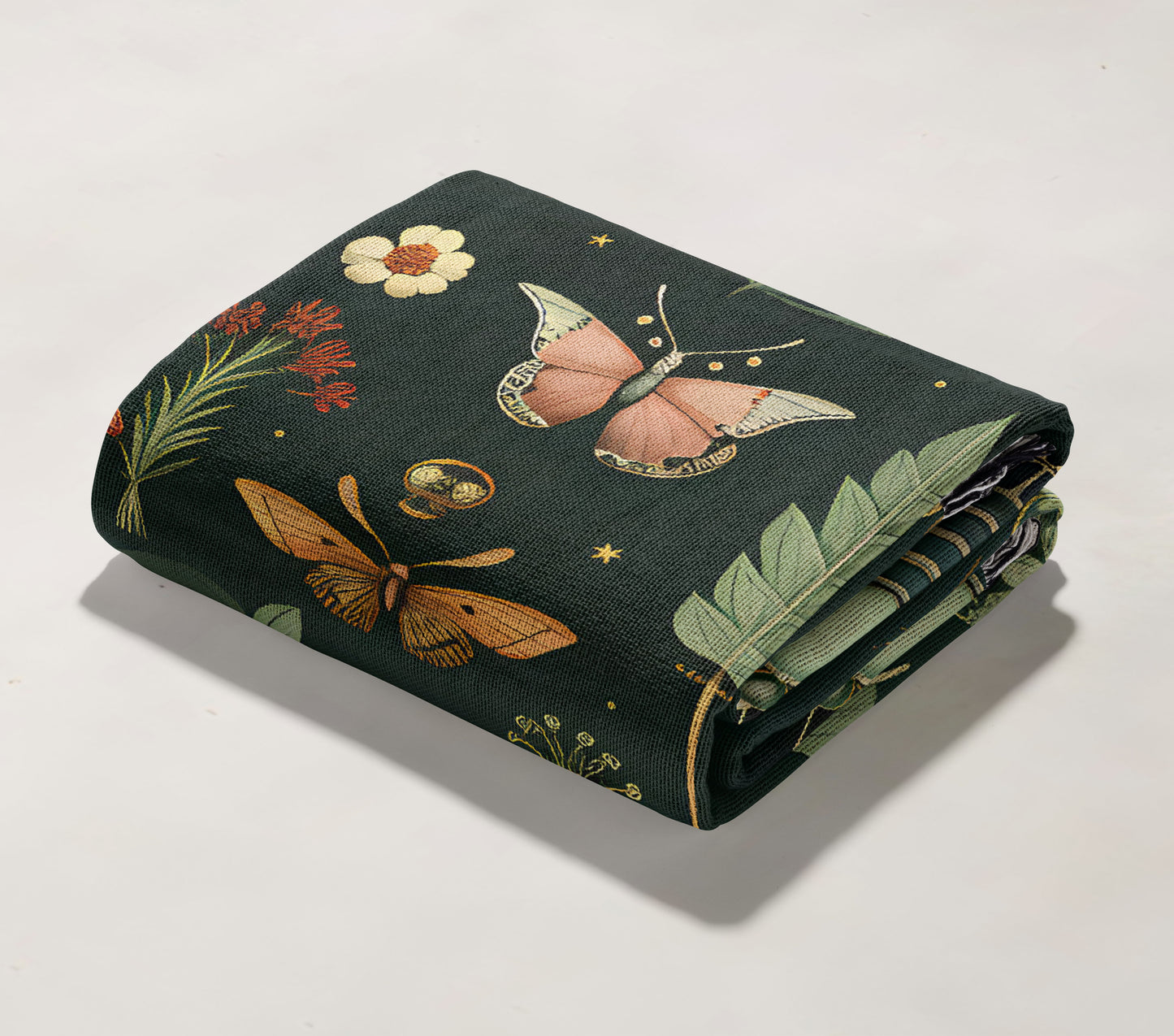 Moth Botanical Woven Throw Blanket