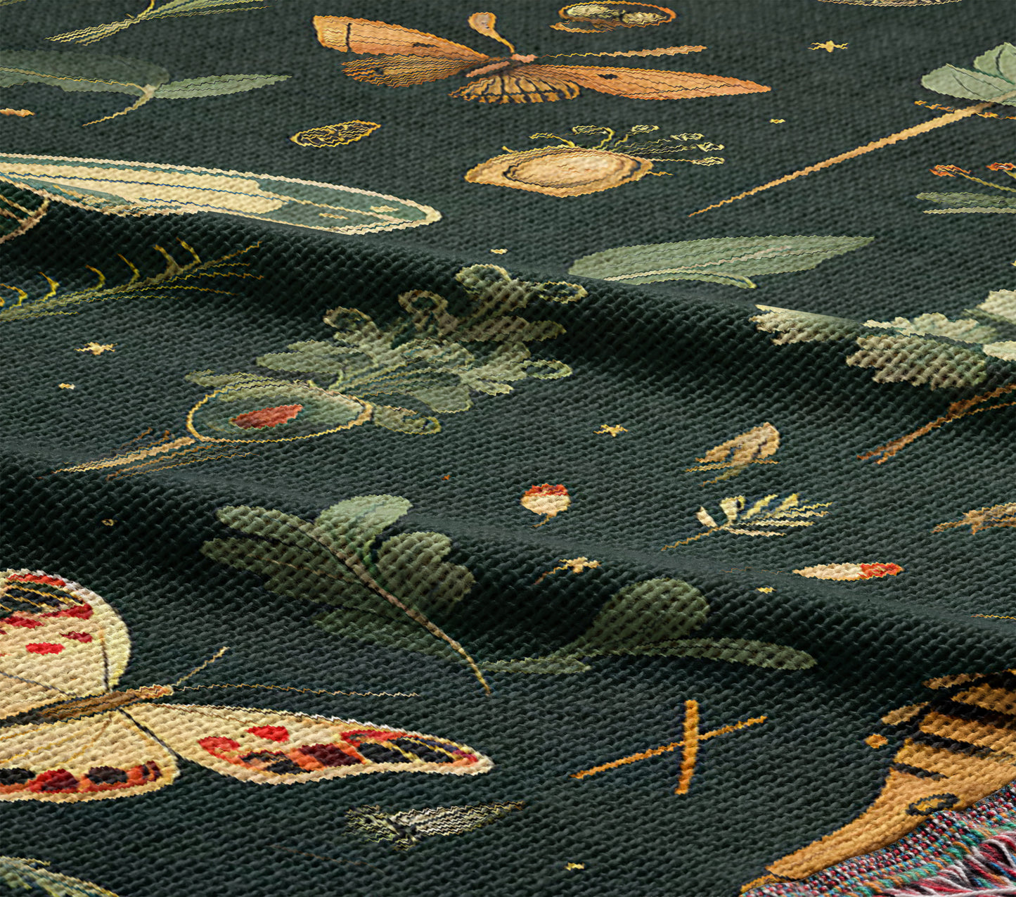 Moth Botanical Woven Throw Blanket