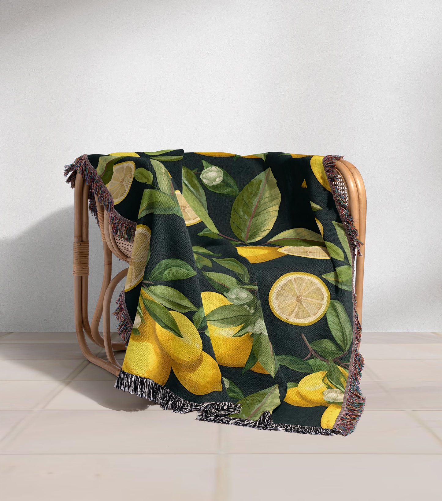 Lemon Fruit Woven Throw Blanket