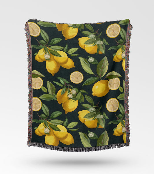 Lemon Fruit Woven Throw Blanket