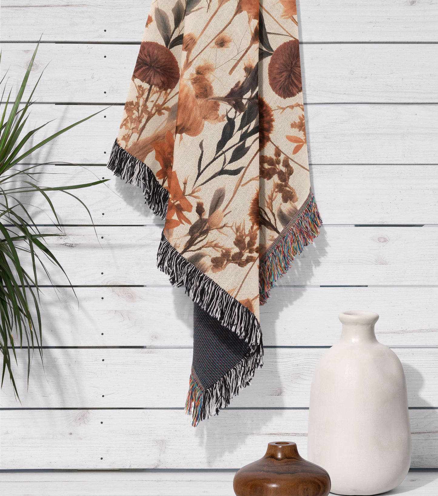 Dried Flower Woven Throw Blanket