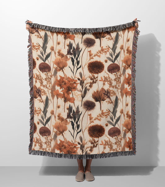 Dried Flower Woven Throw Blanket
