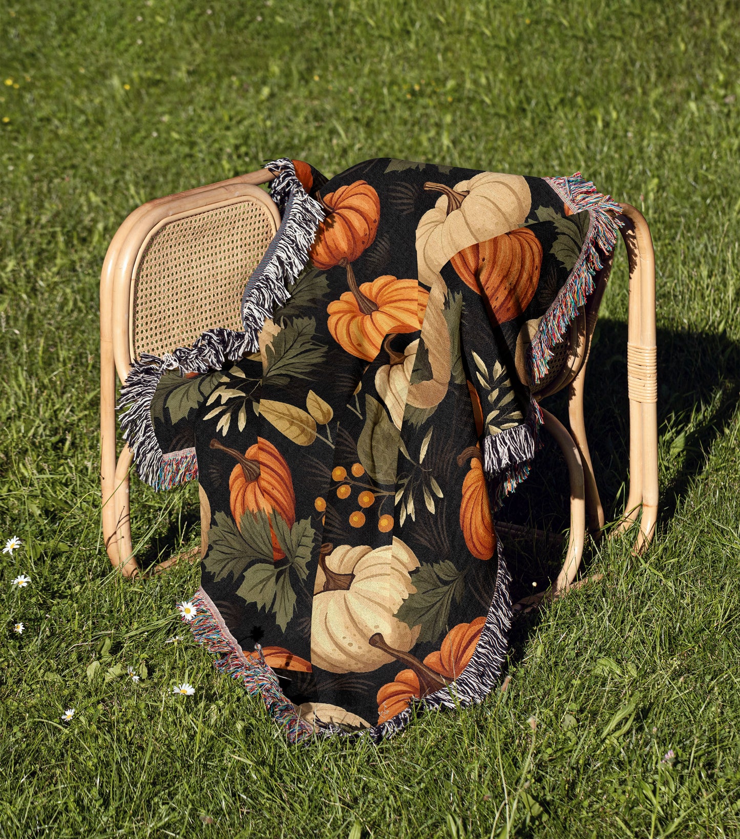 Pumpkin Woven Throw Blanket