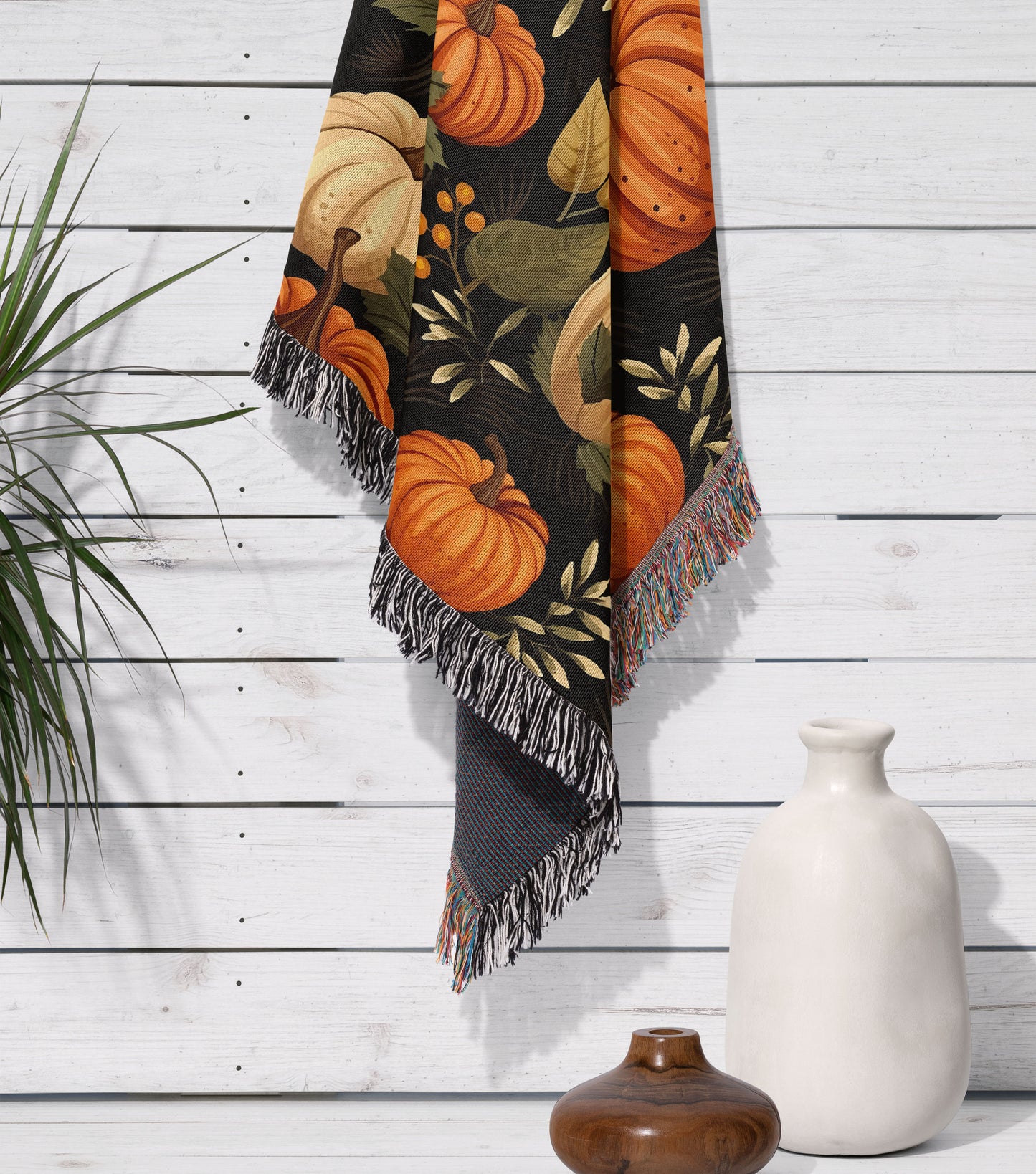 Pumpkin Woven Throw Blanket