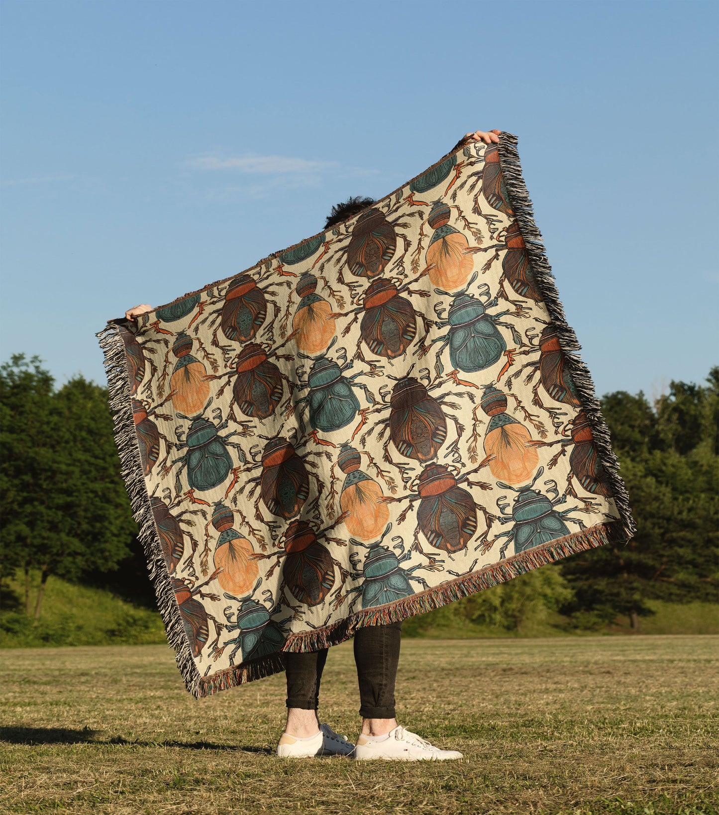 Boho Beetle Woven Throw Blanket