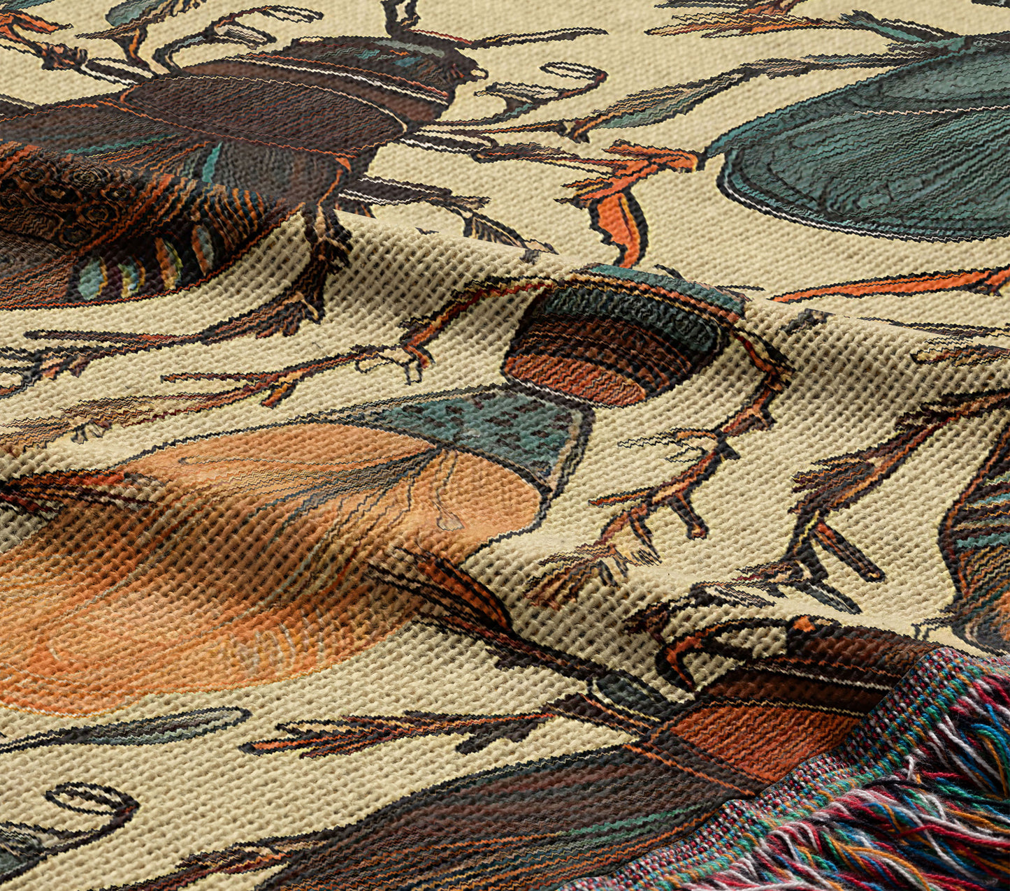 Boho Beetle Woven Throw Blanket