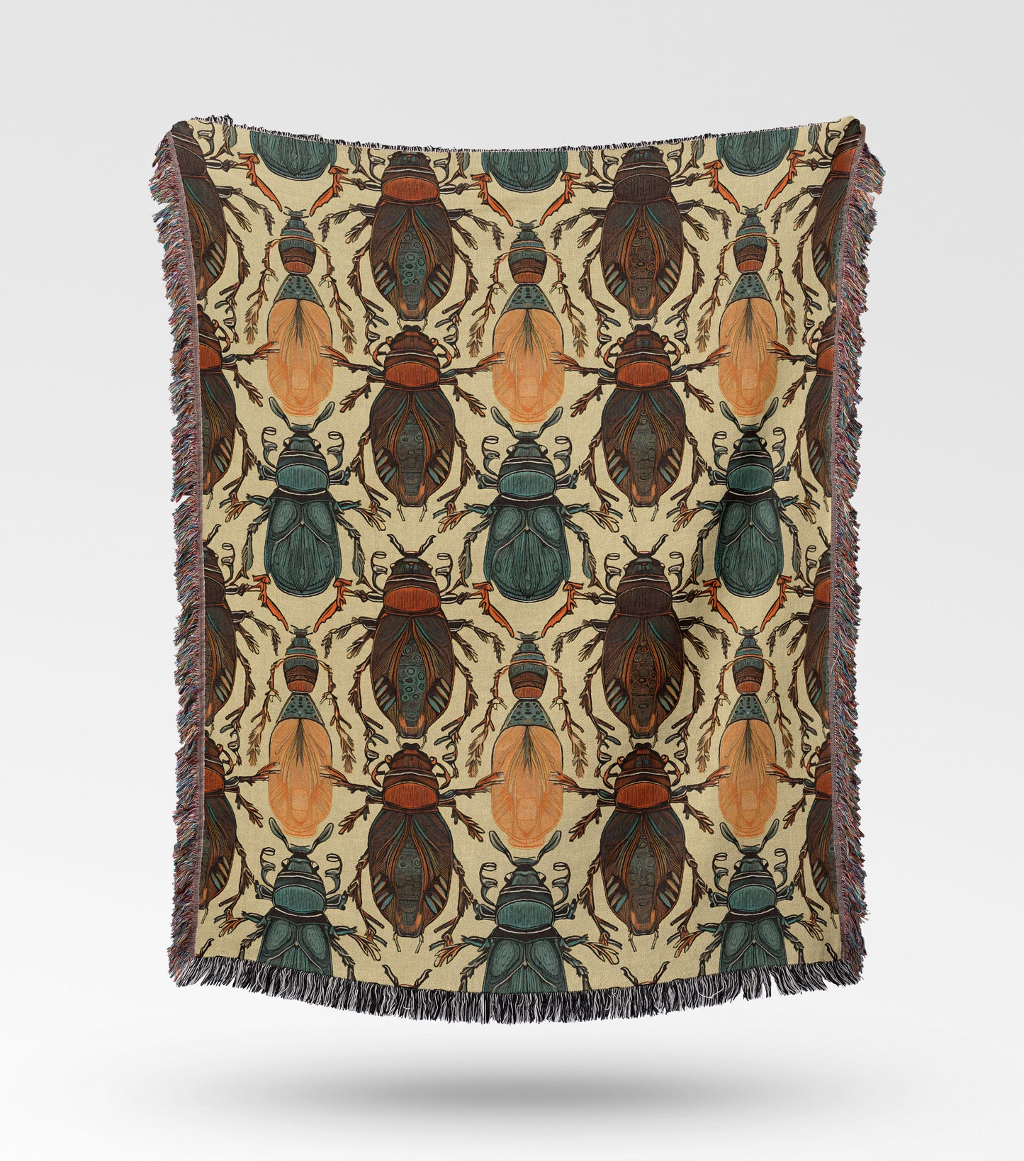 Boho Beetle Woven Throw Blanket