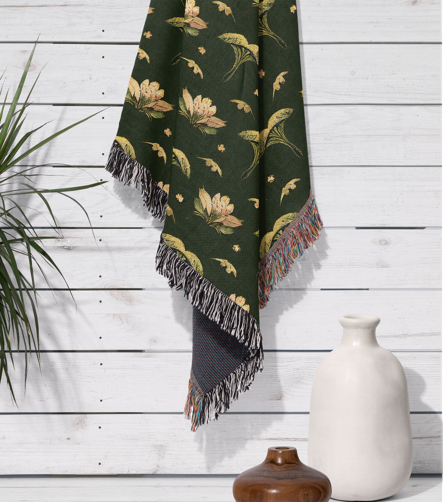 Vintage Floral Woven Throw Blanket