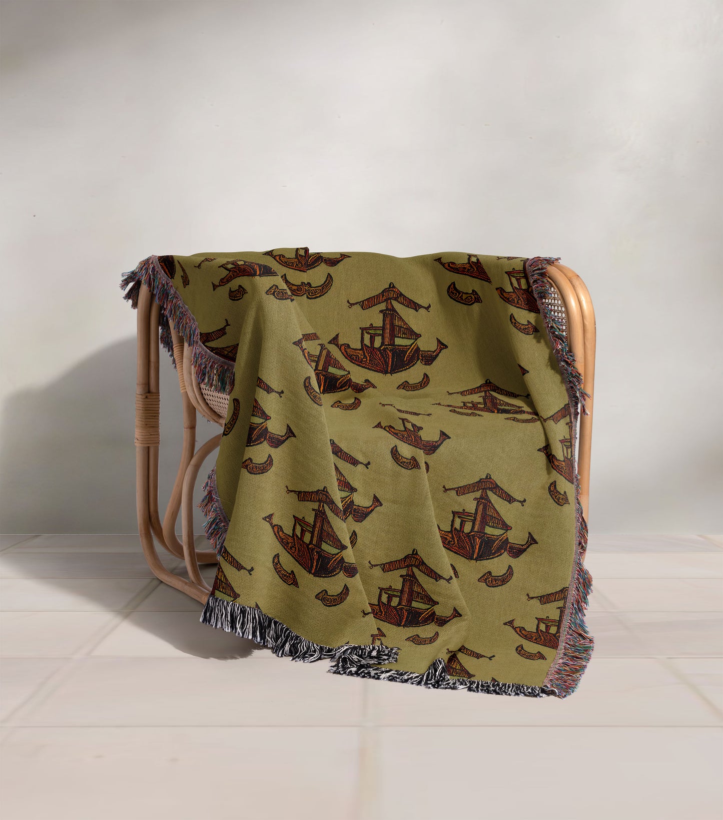 Merchant Ship Woven Throw Blanket