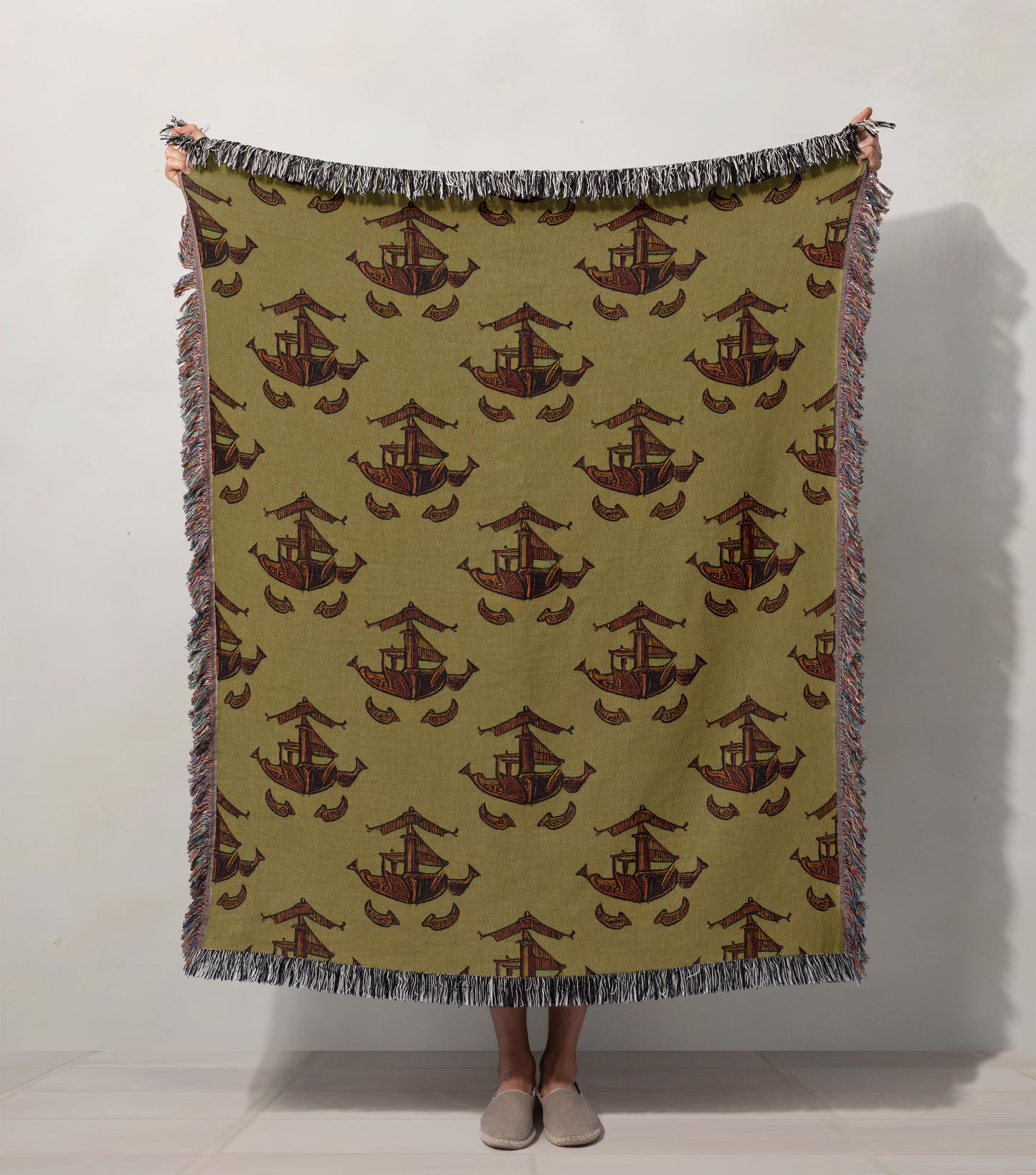 Merchant Ship Woven Throw Blanket