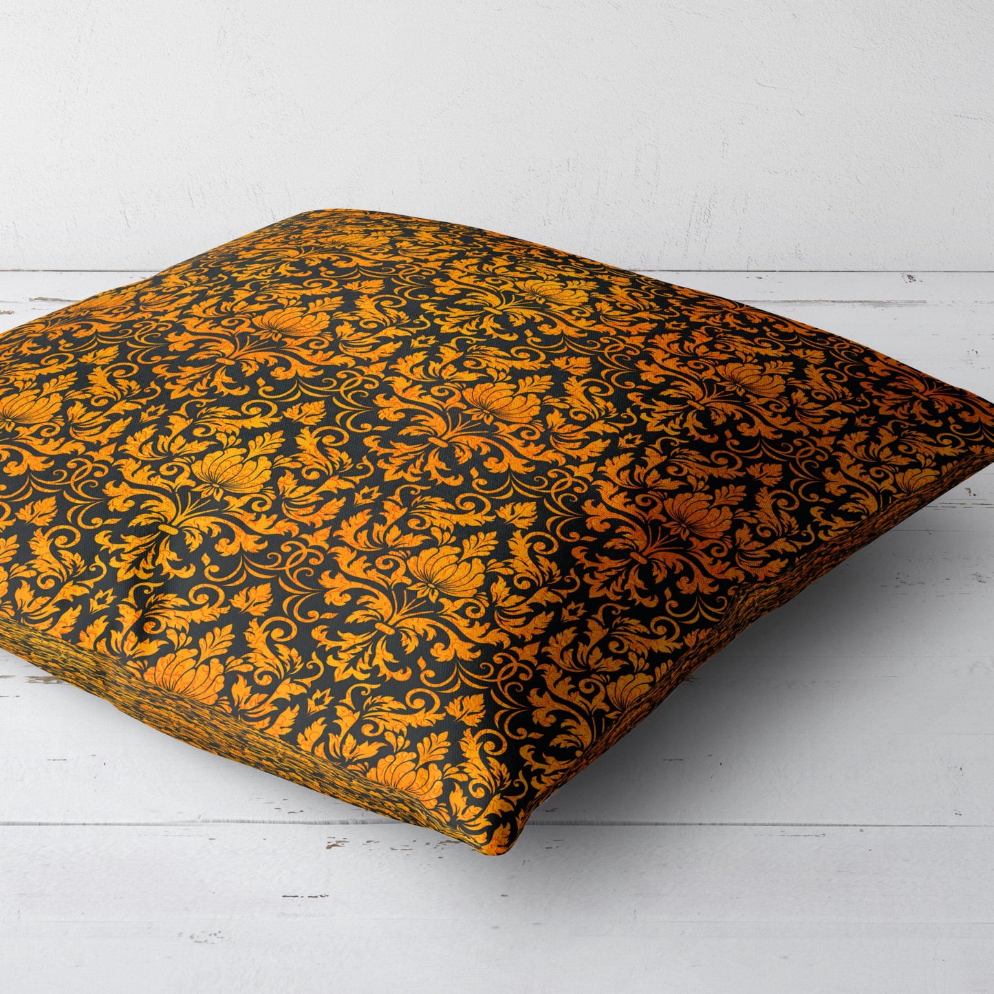 Amber Damask Throw Pillow