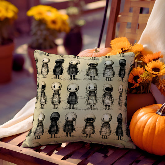 Creepy Doll Throw Pillow