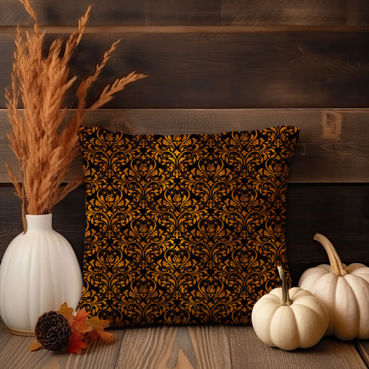 Fall Damask Throw Pillow