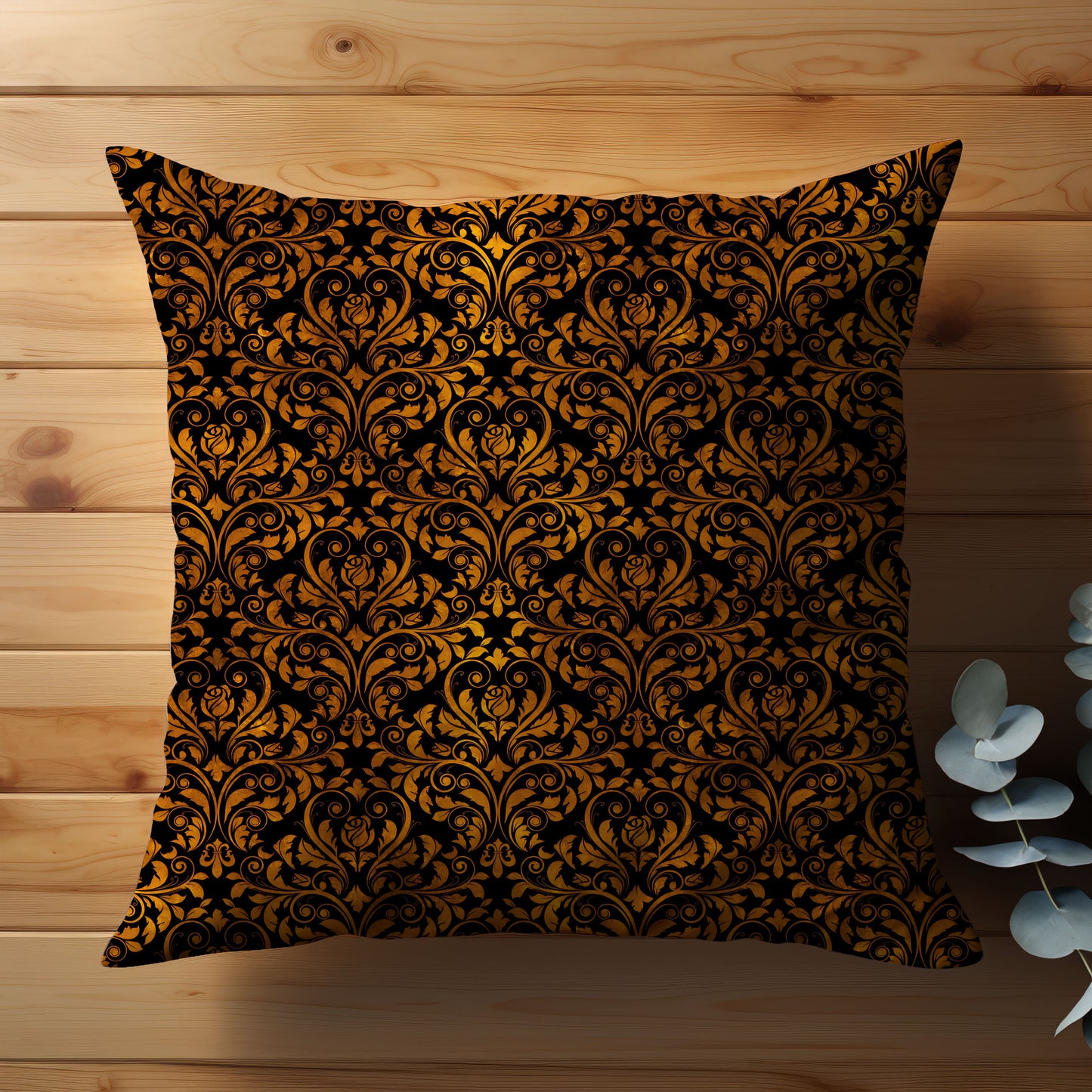 Fall Damask Throw Pillow