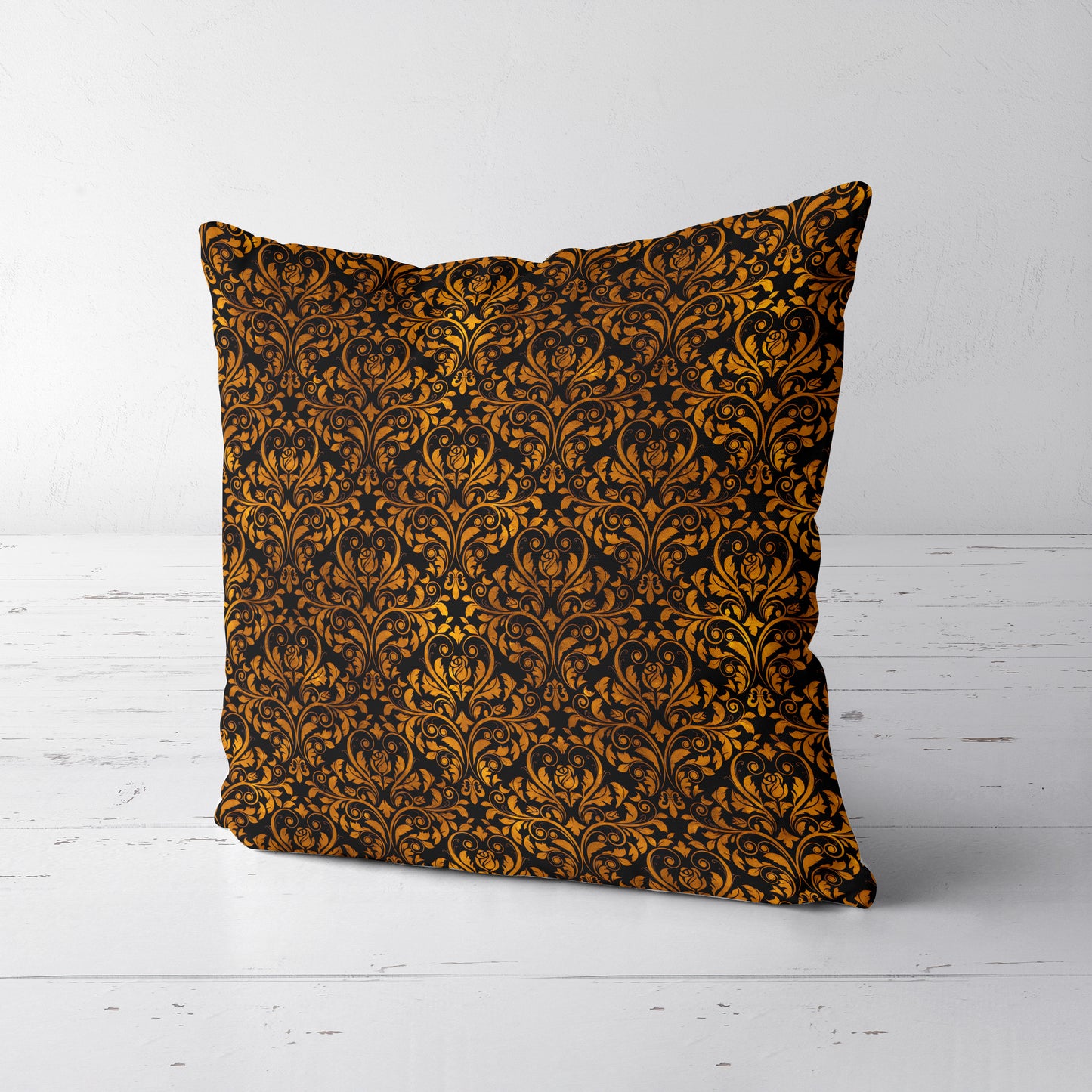 Fall Damask Throw Pillow