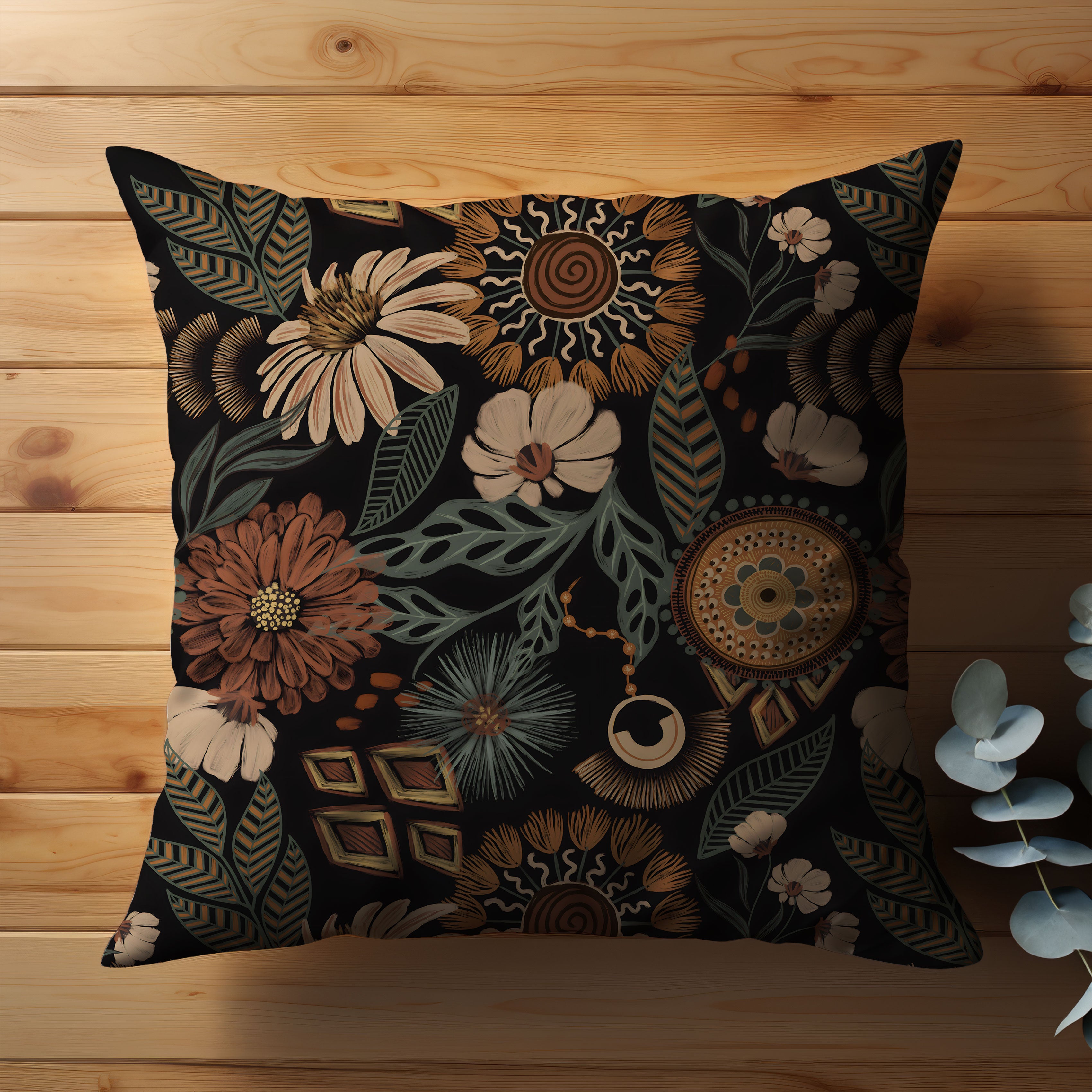 Dark floral pillow hotsell