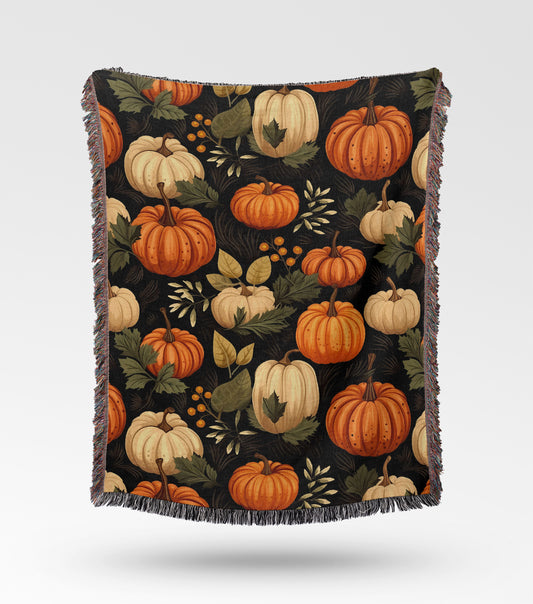 Pumpkin Woven Throw Blanket
