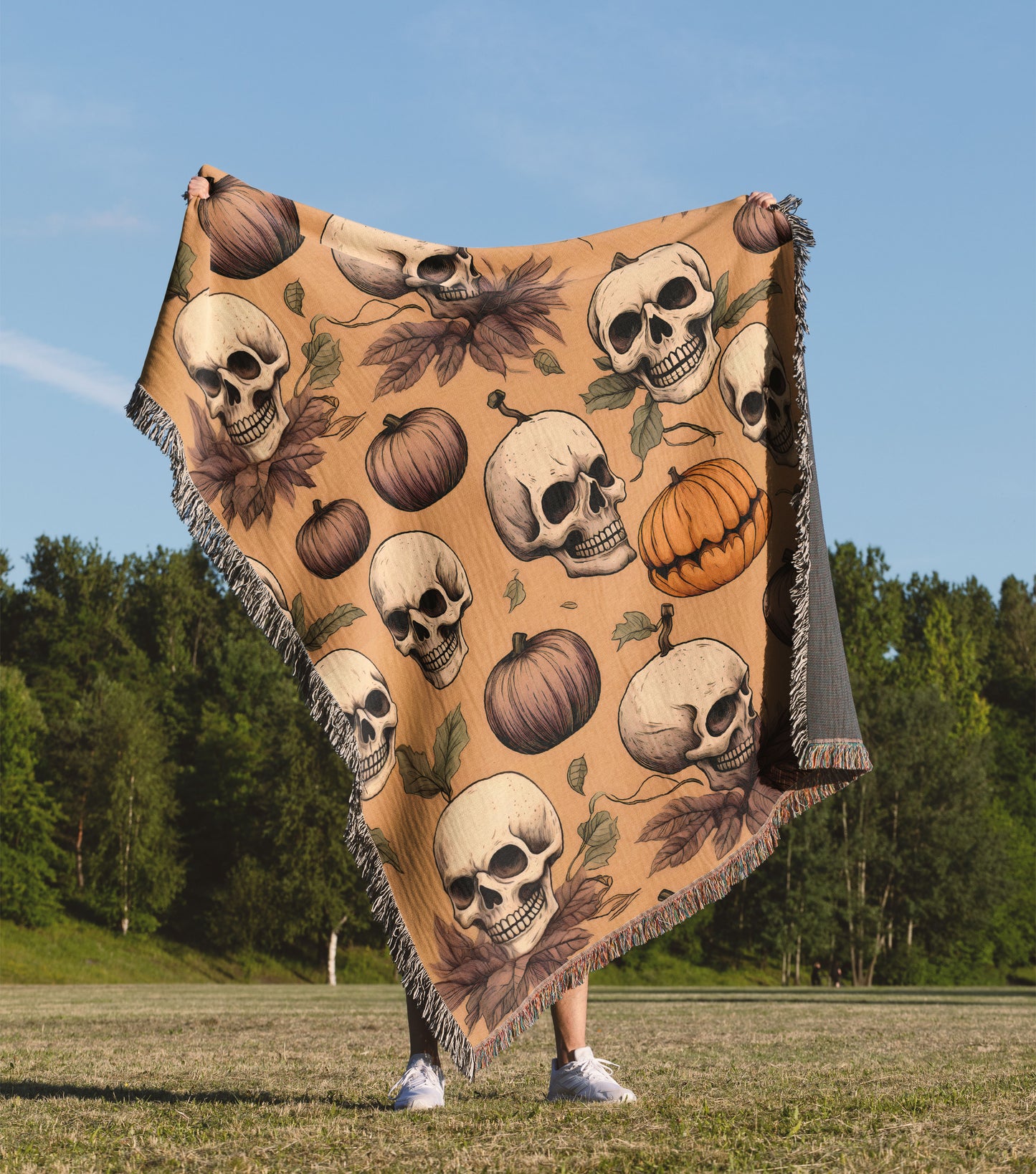 Skull Harvest Woven Throw Blanket